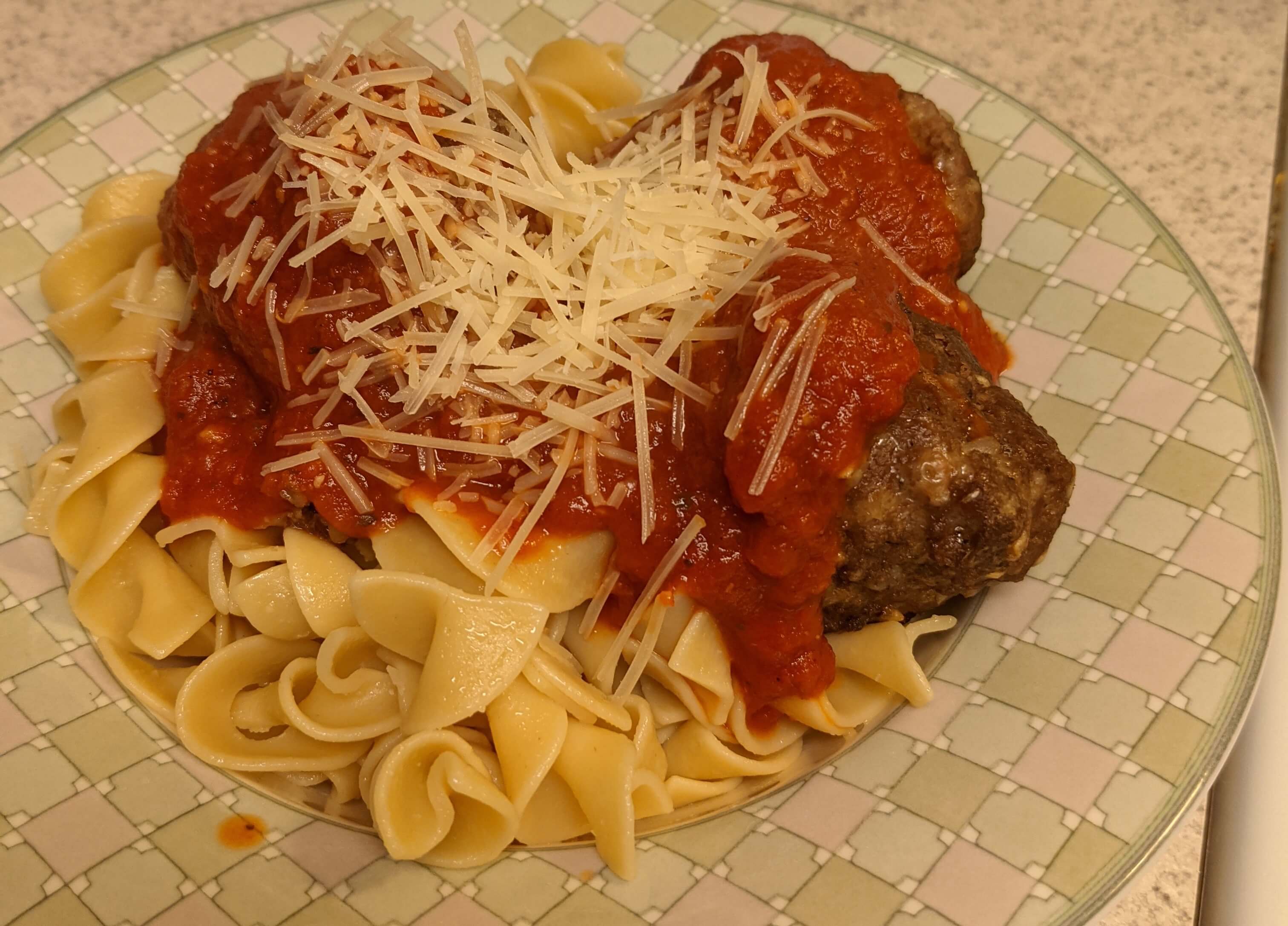 Meatballs over Pasta